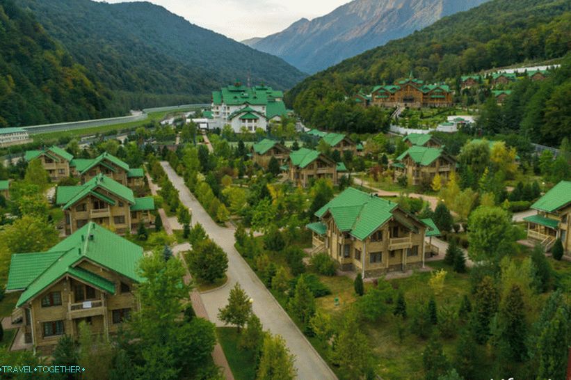 A nice view of the hotel and the mountains opens from the roof