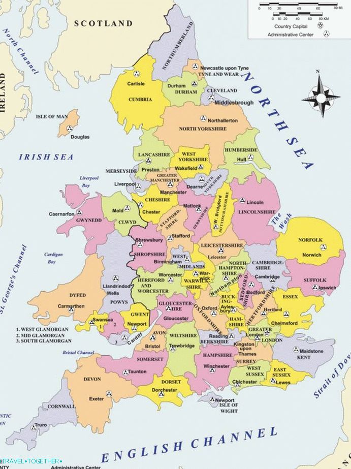 The administrative division of England