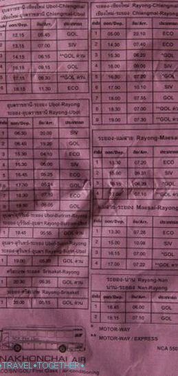 Schedule bus company Nakonchai Air