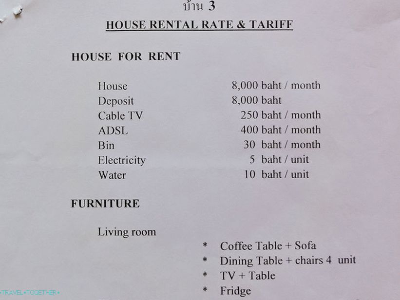 Renting a house in Phuket - price