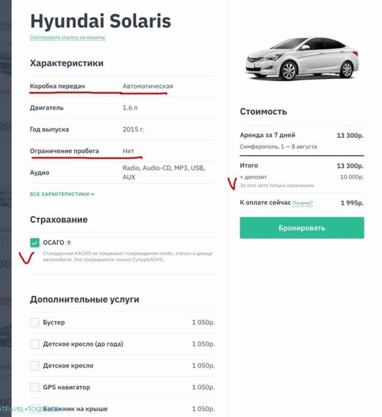 Fully all the data about the car and the conditions of its lease