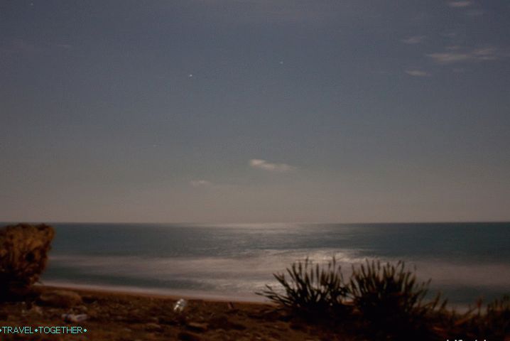 View from Side beach at night.