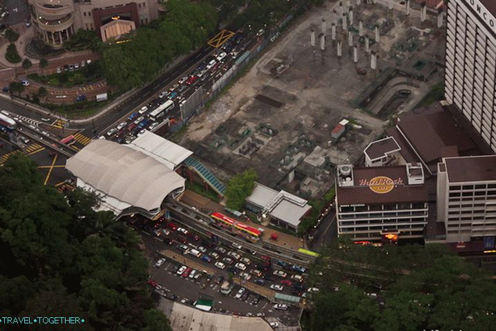 Monorail station in Kuala Lumpur from a height