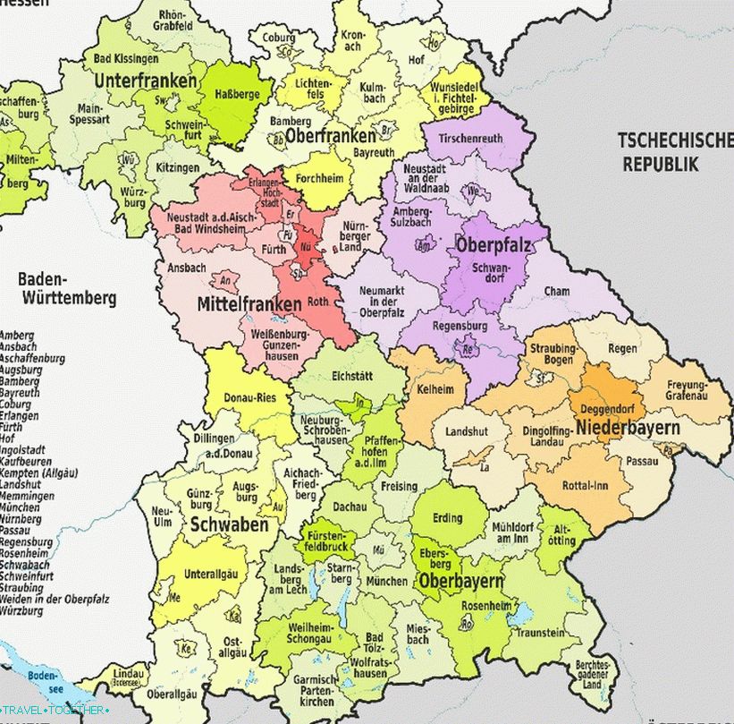 The administrative division of Bavaria