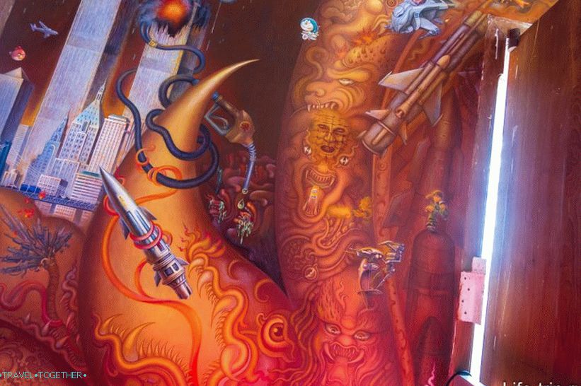 All walls are painted with modern plots
