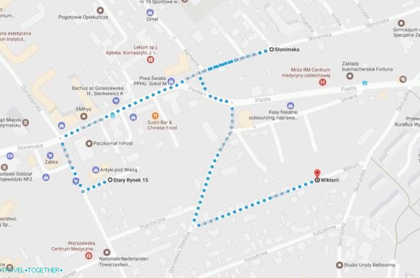 Route of wooden houses - a map