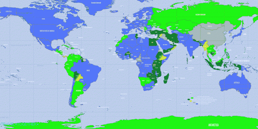 Visa-free countries for citizens of the Russian Federation.