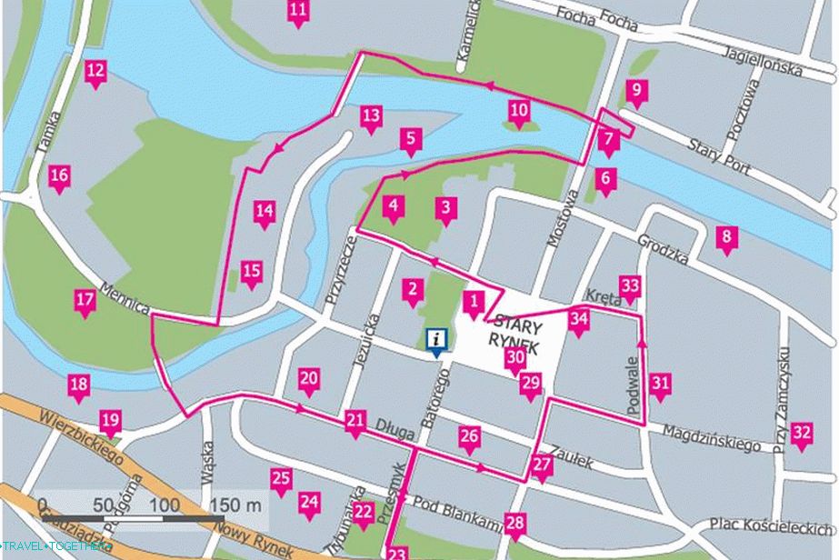 Map of attractions of the Old City