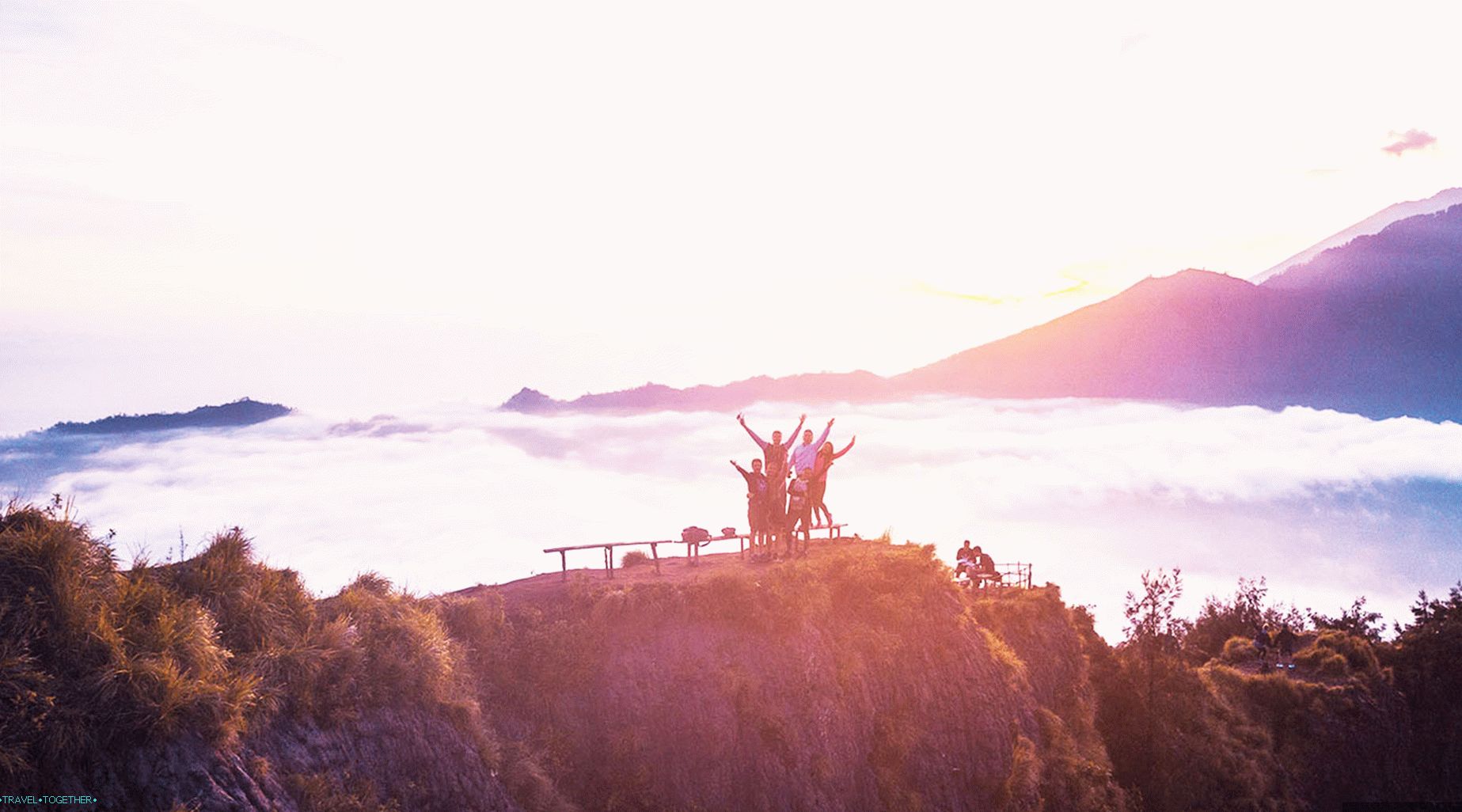 Meeting of the dawn on the volcano Batur