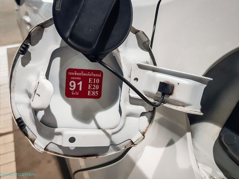 It is written on the reservoir hatch which gasoline can be poured
