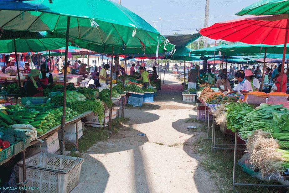 Thai vegetables and greens on the market