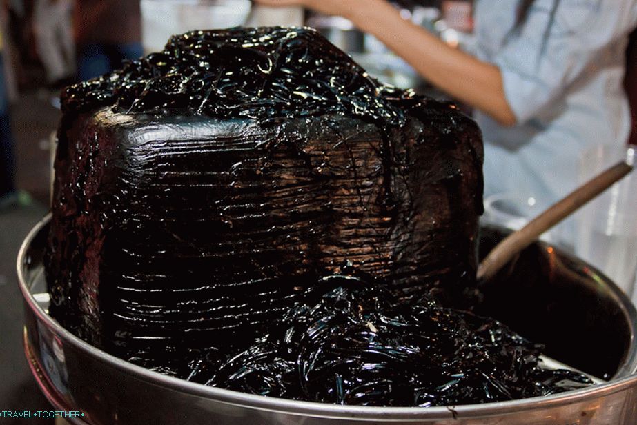 Black stuff that is added to cocktails, tastes so-so