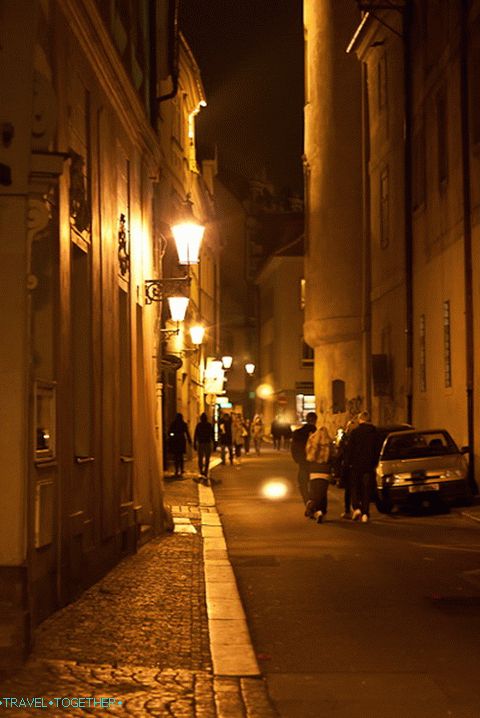 Streets of old Prague in the evening