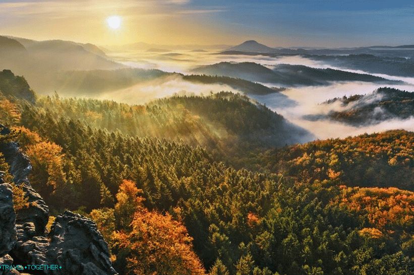 Fog in the mountains of the Czech Republic