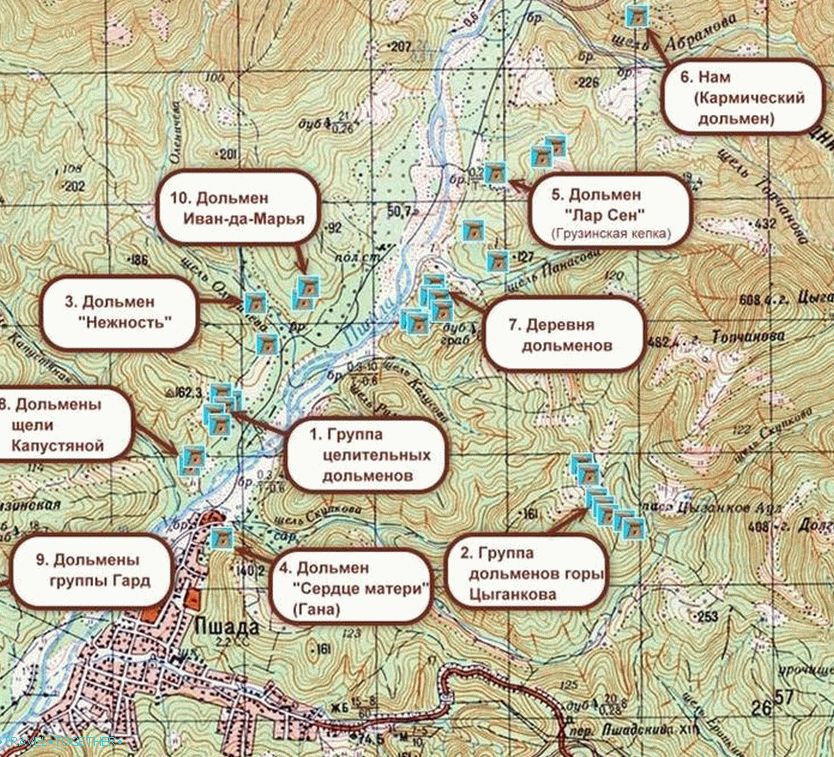 Dolmens of Gelendzhik and dolmens map