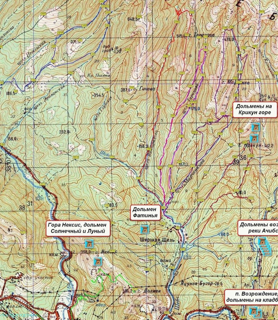 Dolmens of Gelendzhik and dolmens map