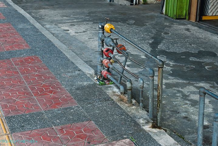 Water meters along sidewalks