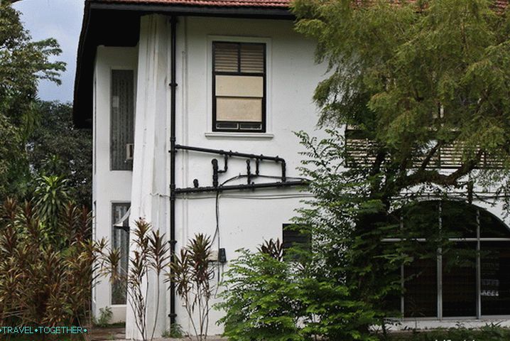Sewer pipes outside the building