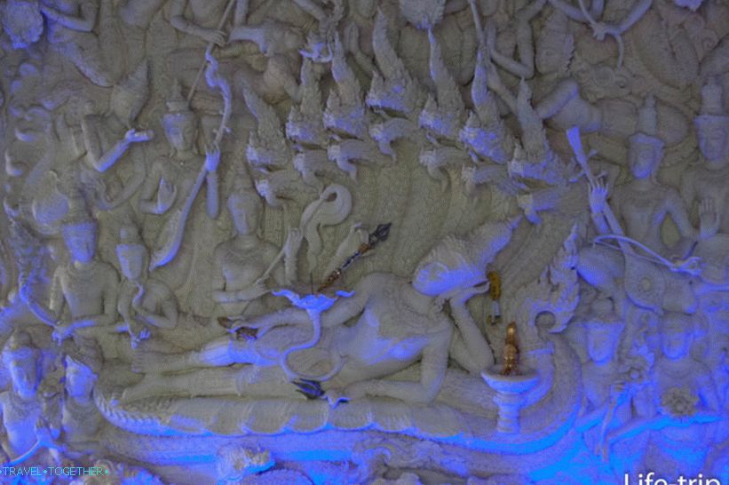 Bas-relief above the pool inside the house.