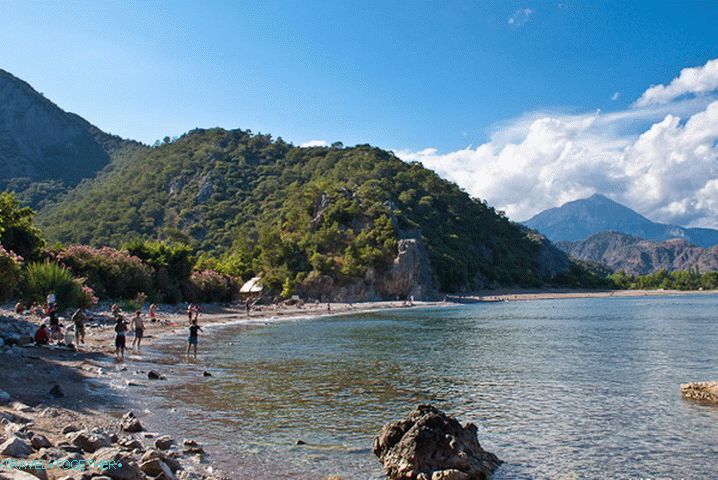 The mouth of the river Ulupinar. Olympos on the mountain.