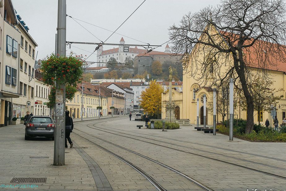 Walking and tram zone in Bratislava