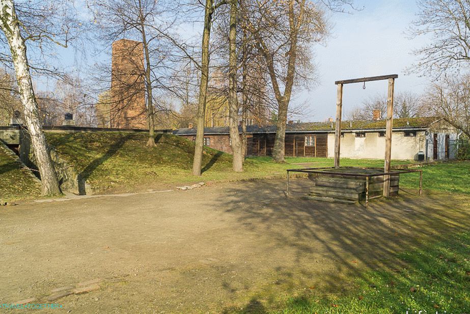 The gallows on which Rudolf Hoess was hanged, camp commander
