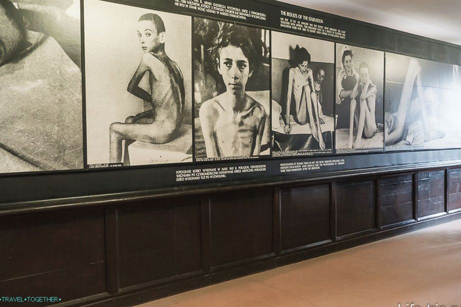 In many blocks hang various photos