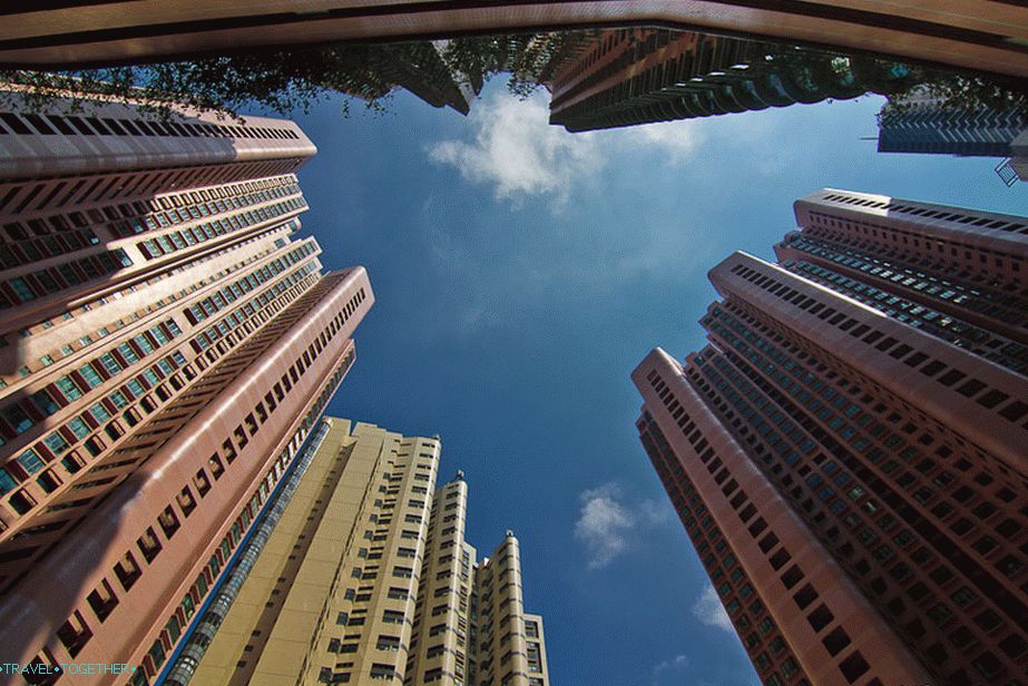 In a well of high-rise buildings on Hong Kong Island