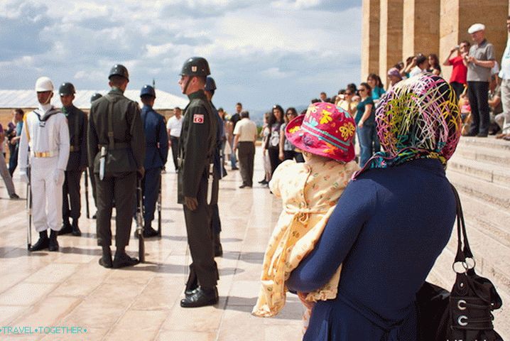 The changing of the guard at Ataturk's mausoleum. Turkey.