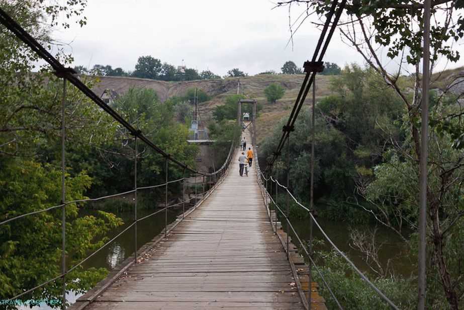 Suspension bridge over the river