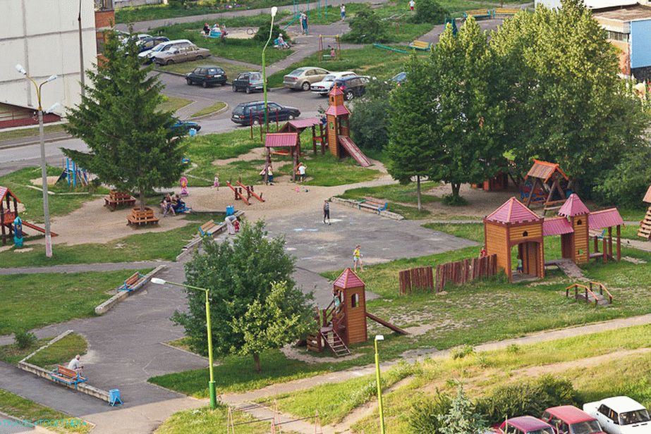 Wooden town on the playground