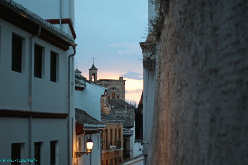 In the evening on the streets of the historic center of Granada