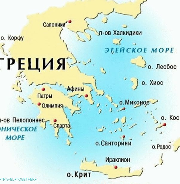 Map of the Seas in Greece