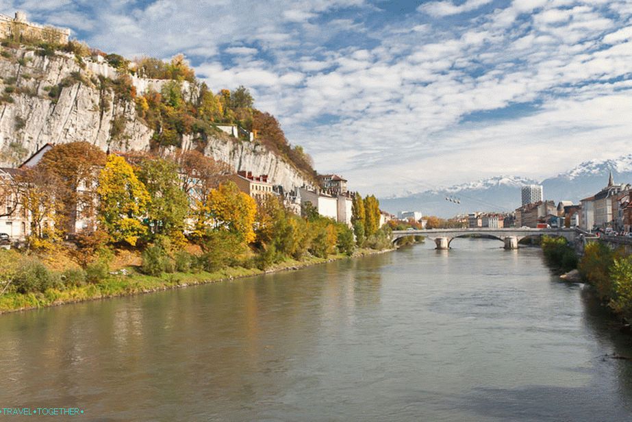 The bank of the River Isere, where the Bastille of Grenoble is located