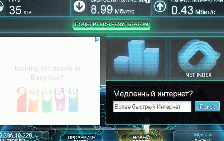 The speed of the Internet with Russia