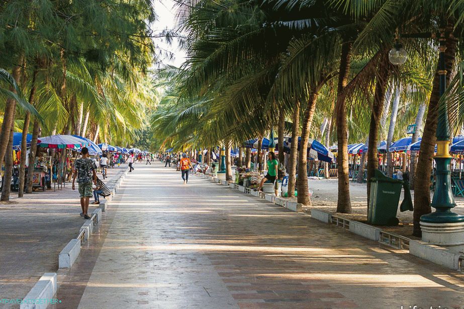 Alley along the beach with numerous cafes