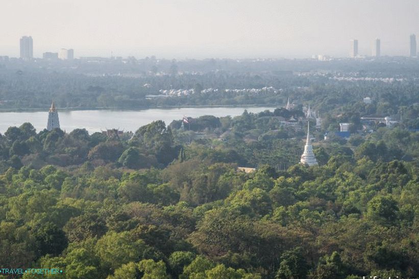 View of Pattaya and the territory of the temple complex from the temple Phra Mondop