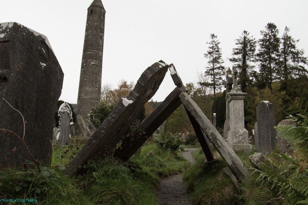 Gravestones that fell on each other.