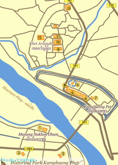 Map of the historic park Kampeng Pet (clickable)
