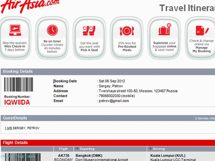 AirAsia Ticket Template