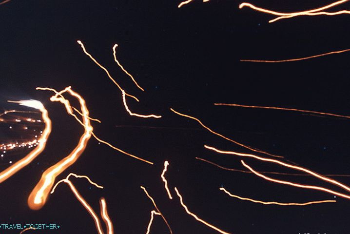 Khom loi (sky lanterns) flying away to the sky