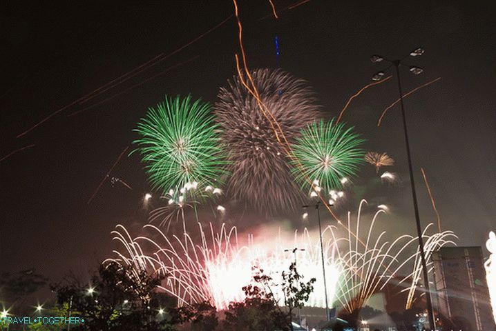 Fireworks in the New Year's sky in Thailand