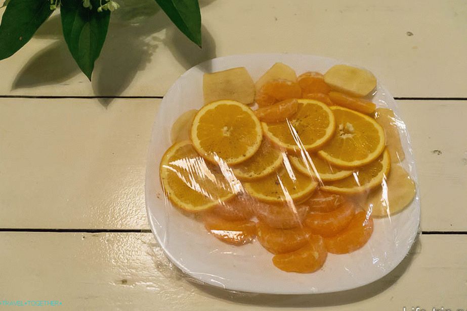A fruit plate was waiting for us in the fridge