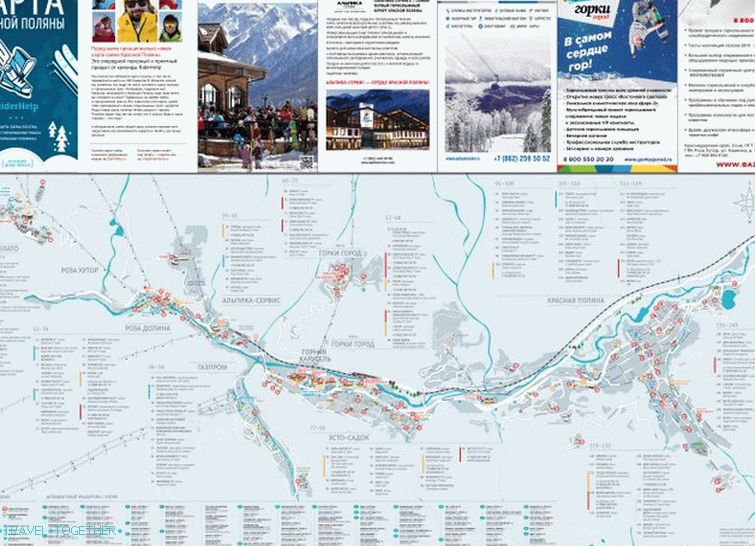 Map of all villages in Krasnaya Polyana in winter (clickable)