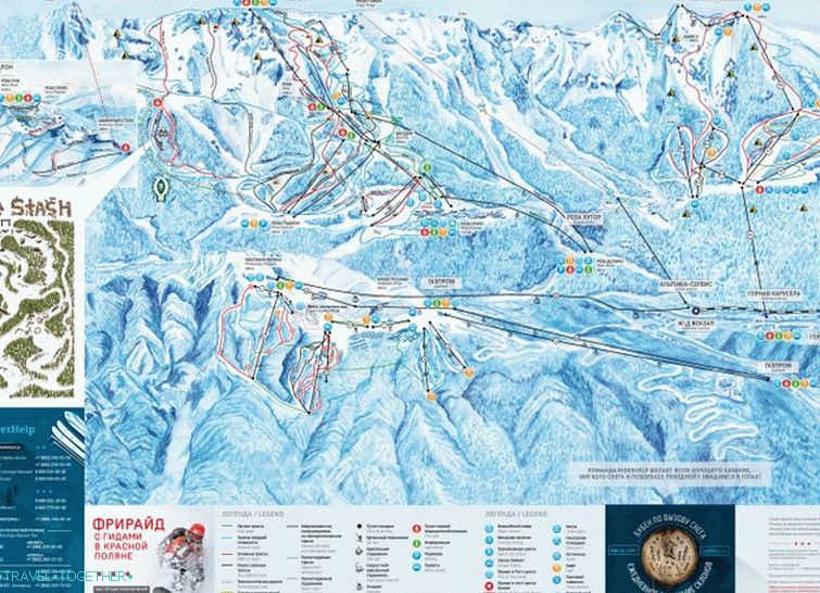 Map-ski slopes in Krasnaya Polyana