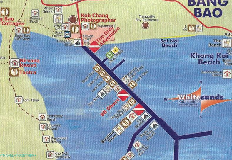 Map of the village of Bang Bao on Koh Chang