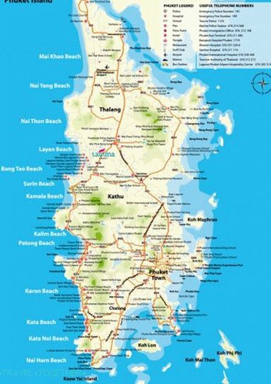 Phuket Map with Beaches