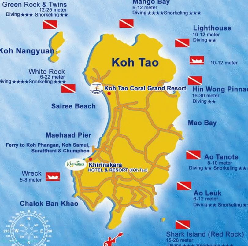 Dive sites on Koh Tao
