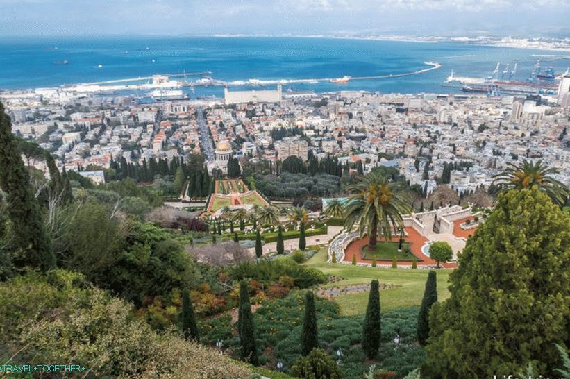 The center of Haifa and the view of the Bahai gardens