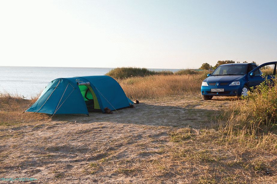 A wild place under the tent at the beginning of the cliff
